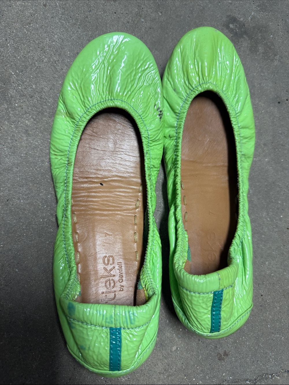 Tieks Lime Green Leather Ballet Flats